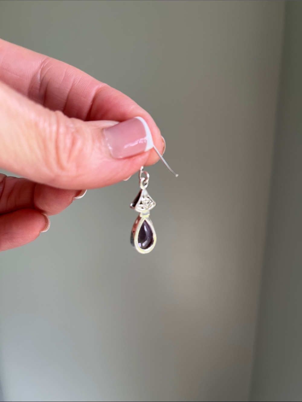 Amethyst Sterling SilverTeardrop Dangle Earrings - Picture 5 of 6